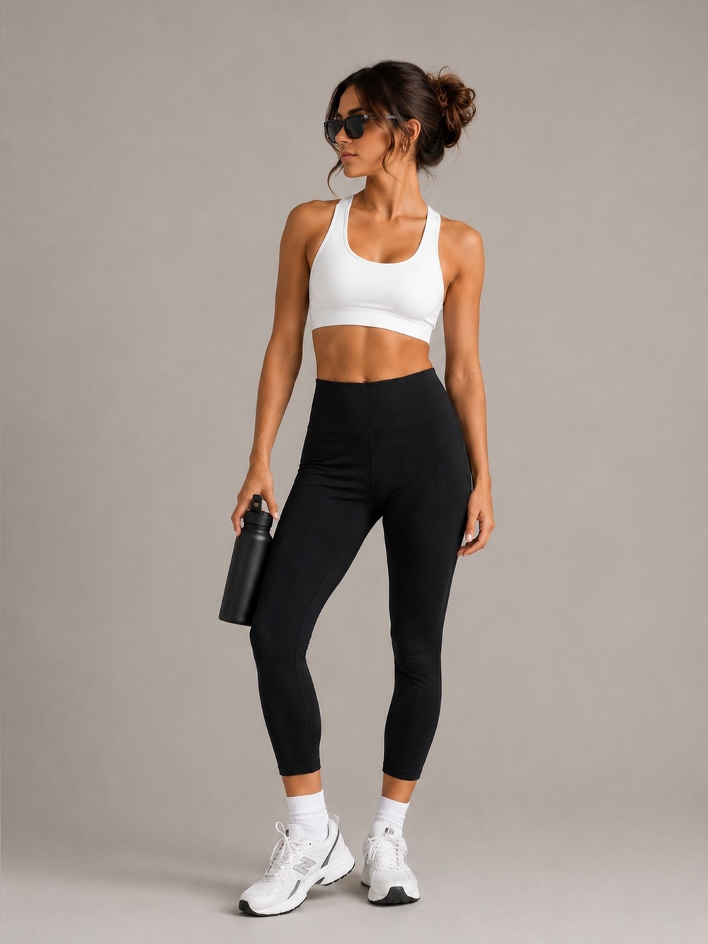 girlfriend collective Black High-Rise Ribbed Leggings